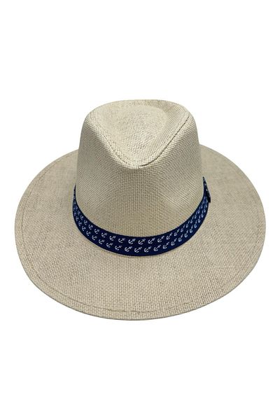 BaoBao Men's fedora hat with medium brim and decorative band with anchors - casual summer style