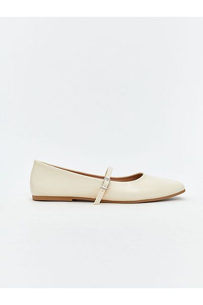 LC Waikiki Blue Leather Look Women's Ballerina Shoes