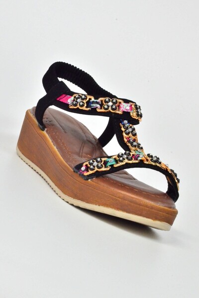 Ventes Sandale cu talpă groasă ortopedică elastică cu piatră colorată 1332001Z