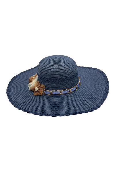 BaoBao Women's Hat with Large Brim and Decorative Accessories – Elegance and Sun Protection