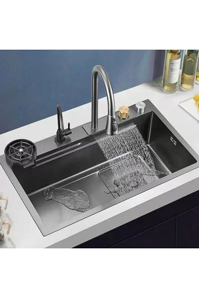Trendy's Multifunctional stainless steel sink, TRENDY’S, gray 75×46 cm