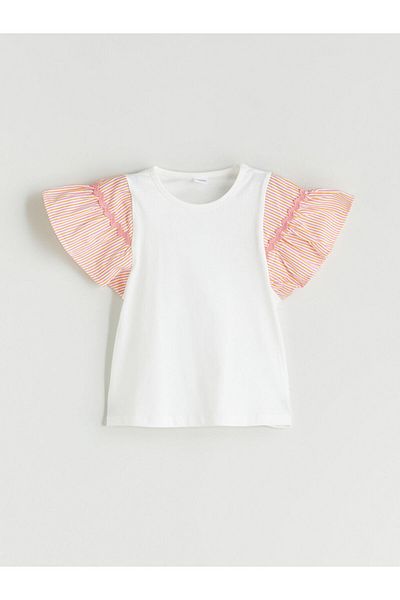 LC Waikiki Ecru Crew Neck Girl's T-Shirt
