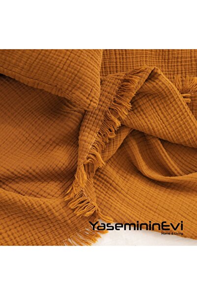 YASEMİNİNEVİ Hardal Renk 4 Katlı Multi Müslin Yatak Örtüsü Pike (160 X 240CM)