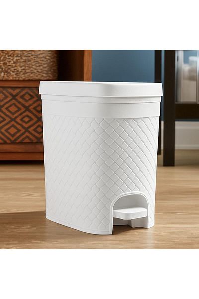mastergold 10L Woven Pedal Bin | Decorative Plastic Trash Can for Kitchen, Bathroom, Office | 32x25x32cm