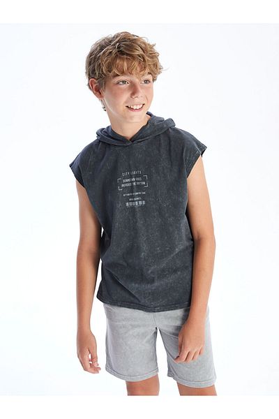 LC Waikiki Anthracite Hooded Boy's Undershirt