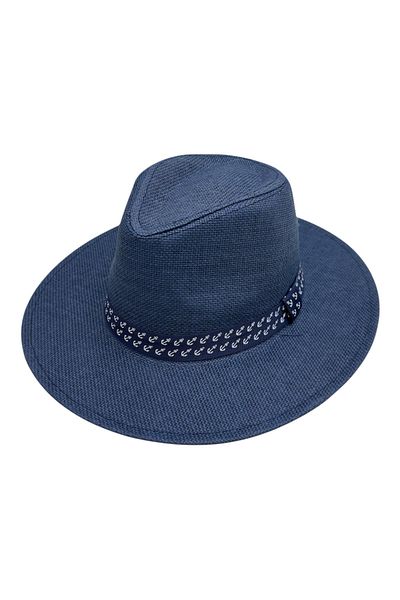 BaoBao Men's fedora hat with medium brim and decorative band with anchors - casual summer style