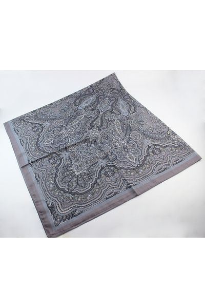 Valino 120x120 Ethnic Pattern Μεγάλο Μαντίλι Βαμβακερό Φουλάρι Μεγάλο Μέγεθος Vintage Φουλάρι Γκρι