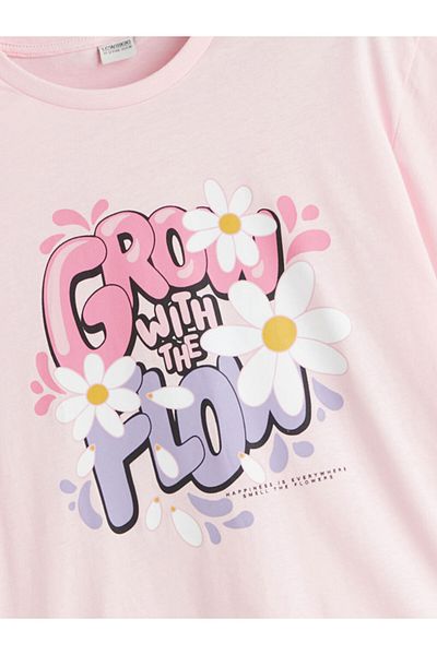 LC Waikiki Pink Crew Neck Girl's T-Shirt