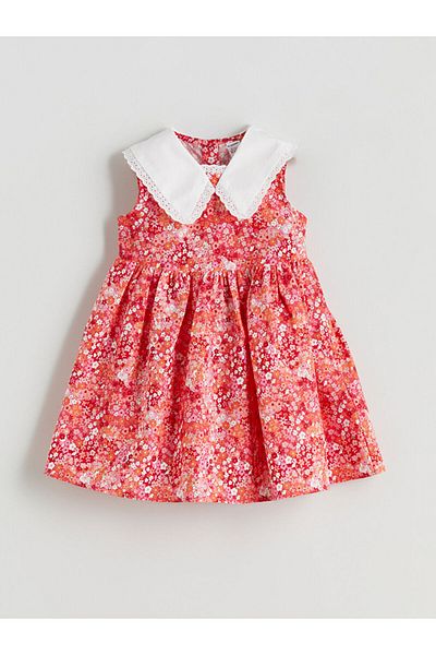 LC Waikiki Pink Baby Collar Floral Girl's Dress