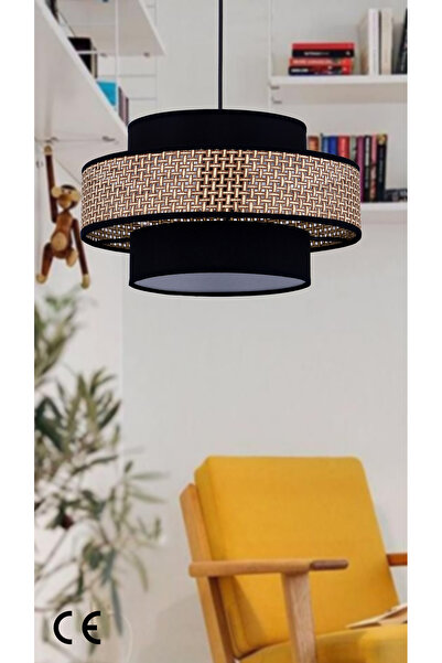 Emg DesiGn Doğal Hazeran Rattan 3 Katlı Pasta Sarkıt Avize Çocuk Odası Yatak Odası Salon Mutfak Hol