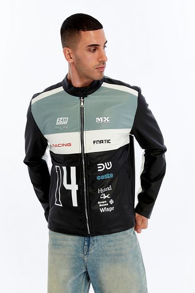 CHOS7N Men's Oversize Striped Printed Leather Jacket Judge Collar Bomber Biker Coat Racer Jacket