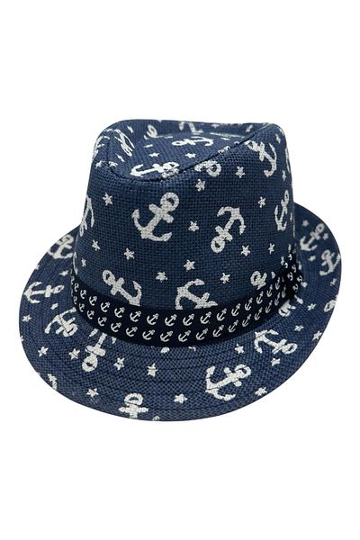 BaoBao Men's Hat with Anchor Design – Nautical Style, Small Brim, Summer Accessory