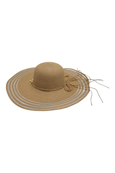 BaoBao Women's beach hat with wide brim and decorative beads - boho chic style