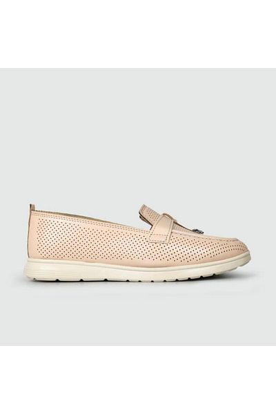 Wanetti Women's Beige Orthopedic Comfort Sole Lightweight Mother Shoes Ballet