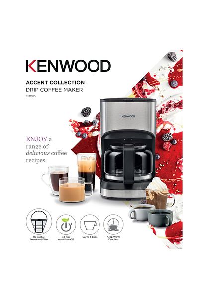 Kenwood 6 Cups Coffee Makers, 550 W, Black/Silver, CMM05.000BM