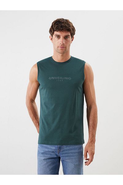 LC Waikiki Green Crew Neck Printed Men's Sleeveless T-Shirt