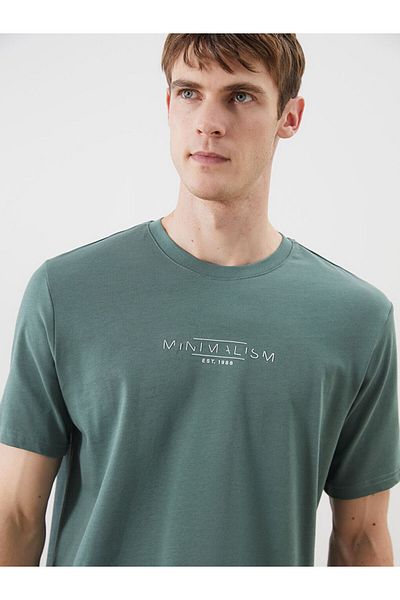 LC Waikiki White Crew Neck Printed Combed Cotton Men's T-Shirt