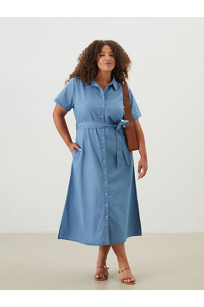 LC Waikiki Indigo Shirt Collar Jean Dress