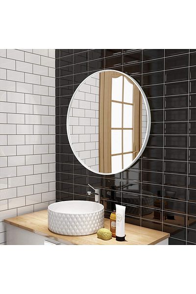 Gharaib Al Tuhaf Round mirrors, white color, size: (80 cm)