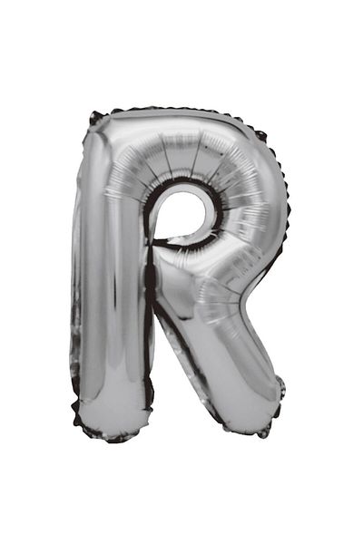 Balon made of silver metallic foil, Mirific Party, Letter R, 80 cm, Silver