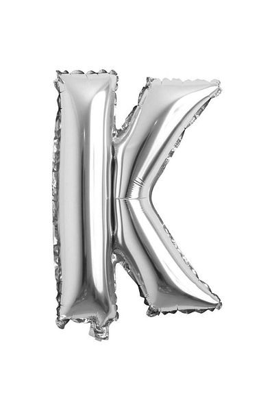 OEM Metalized foil balloon, silver, 80 cm, letter K
