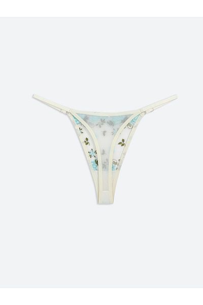 LC Waikiki Blue Floral Fancy Thong Panties