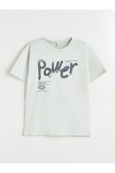 LC Waikiki Gray Crew Neck Boy's T-Shirt