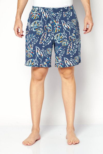 Kirkland Signature Men Allover Print Drawstring Board Short, Slate Blue Combo