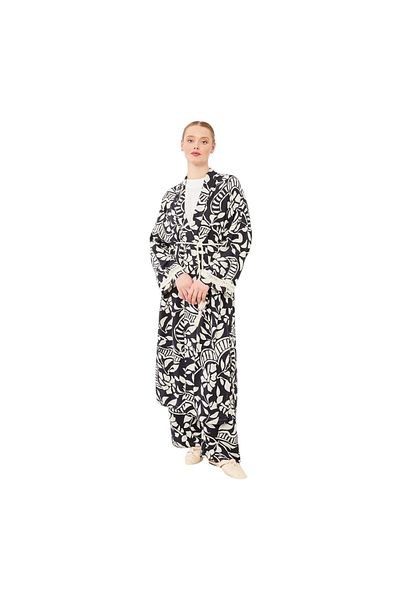 Levidor Leaf Pattern Linen Kimono Set