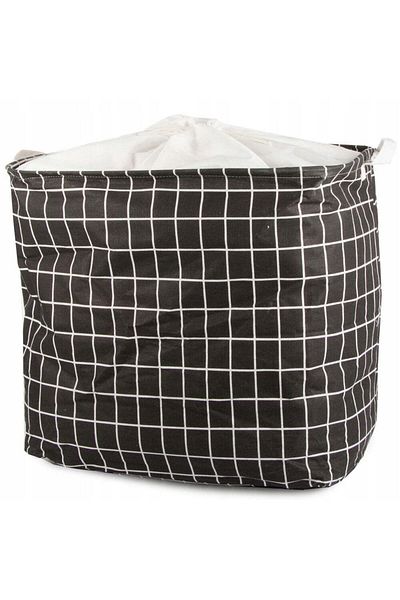 Welora 90L Rectangular Colla Collapsible Toy Bin, Black and White, 45cm high - 45 x 40 x 50 cm