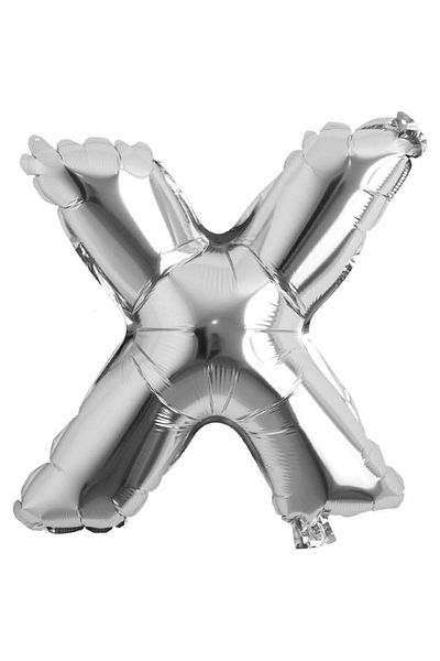 OEM Metallic Foil Balloon, Silver, 80 cm, Letter X
