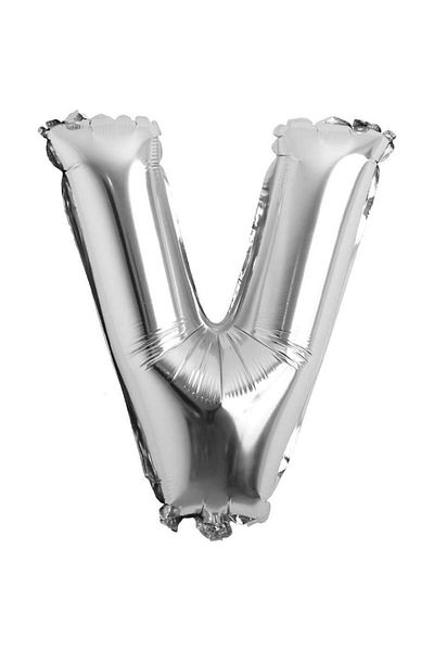 OEM Metalized foil balloon, silver, 80 cm, letter V