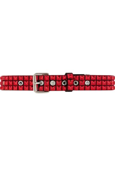 targay Pyramid Studded Gothic Punk Metallica Style Belt Red