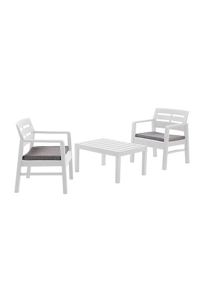 Progarden Set mobilier terasă/grădină, Lombok, 2 scaune 63x58x74 cm, masă 74x55x38 cm, alb