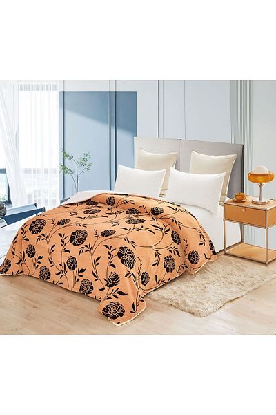 FIONNA.RO Cocolino Blanket With Fur - Beige Floral