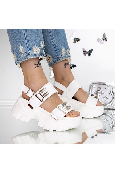 mei Women's Platform Sandals 3WL213 White | Mei