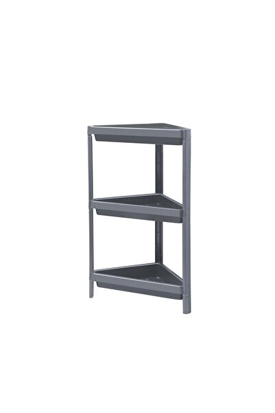 bizdeneve Üçgen Raf Ünitesi Banyo Rafı Modüler Raf Düzenleyici Köşe Banyo Rafı Siyah (Antrasit)