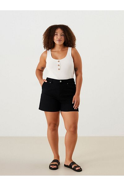 LC Waikiki Blugi Negri Standard Fit Pantaloni scurți pentru femei
