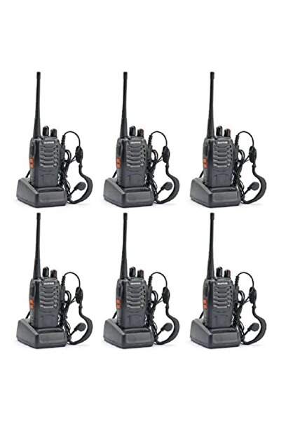 BAOFENG Set 6 Portable Radio Stations Baofeng 888s, 16 PROGRAMMED PMR Channels, Includes Headset with Microp
