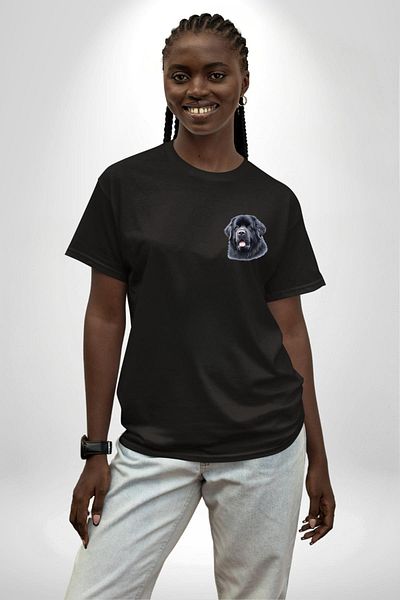 Angemiel Newfoundland Strong Water Friendly Dog Black Oversize Women Men Front Minimal Printed T-Shirt