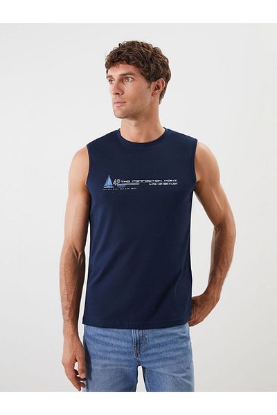 LC Waikiki Ανδρικό αμάνικο μπλουζάκι με στάμπα New Season Crew Neck - S5QL03Z8