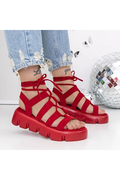 mei Women's Platform Sandals 3HXS63 Red | Mei
