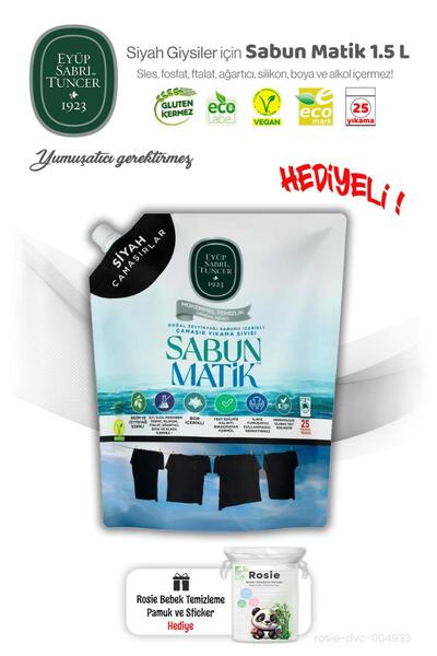 Eyüp Sabri Tuncer Siyah Çamaşırlar Sıvı Sabun Matik 1.5 L ve ROSIE Hediye