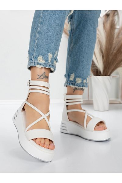 mei Women's Platform Sandals 5GZ10 White | Mei