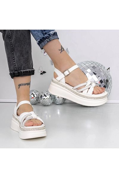 mei Women's Platform Sandals 3WL217 White | Mei