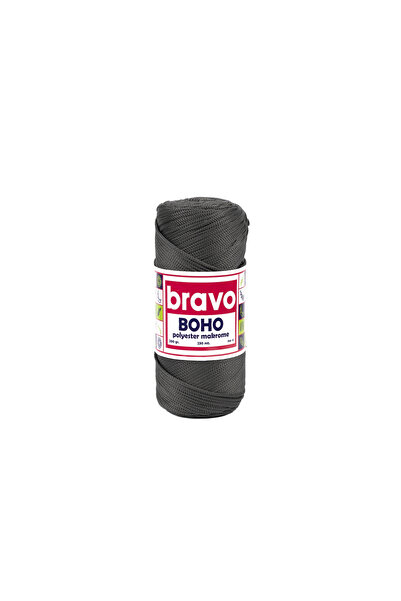 Bravo Νήματα μακραμέ από πολυεστέρα Boho 2 mm 200 gr 230 μέτρα Νο: 4 (Κωδικός χρώματος: 67) Σκούρο Γκρι