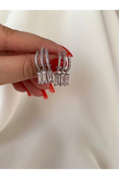 Store Silver Üçlü Görünümlü Küpe