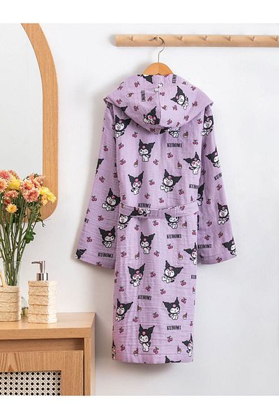 LC Waikiki Purple Kuromi Printed Girl's Bathrobe