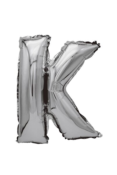 Balon din folie metalizată argintie, Mirific Party, Litera K, 80 cm, Silver