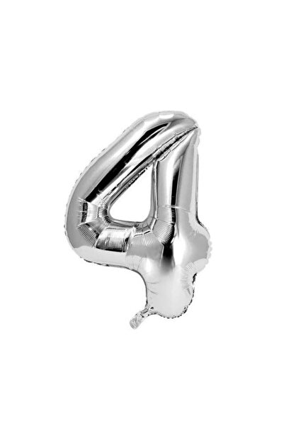 OEM Metalized foil balloon, silver, 80 cm, number 4